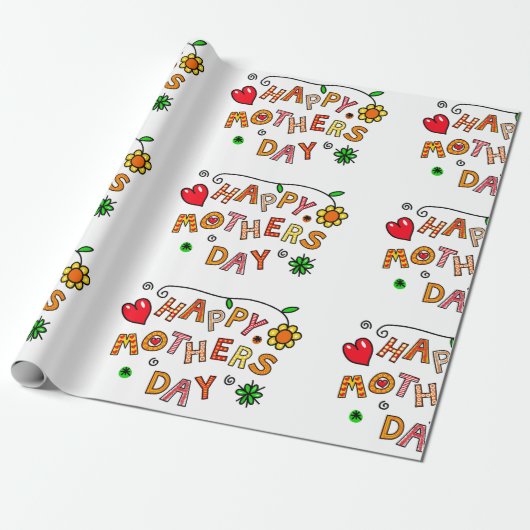 Eenvoudige en leuke Happy Moederdag Cadeaupapier (Uitgerold)