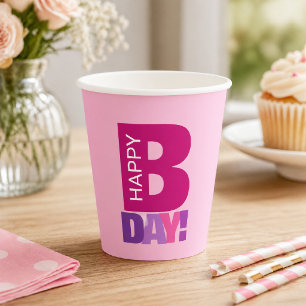 Eenvoudige en leuke roze verjaardag papieren beker