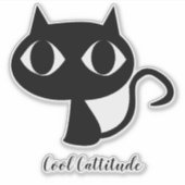 Eenvoudige en leuke zwarte-kattenotebookstickers sticker (Voorkant)