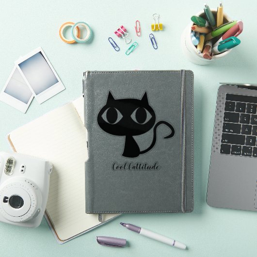 Eenvoudige en leuke zwarte-kattenotebookstickers sticker (iPad Cover)