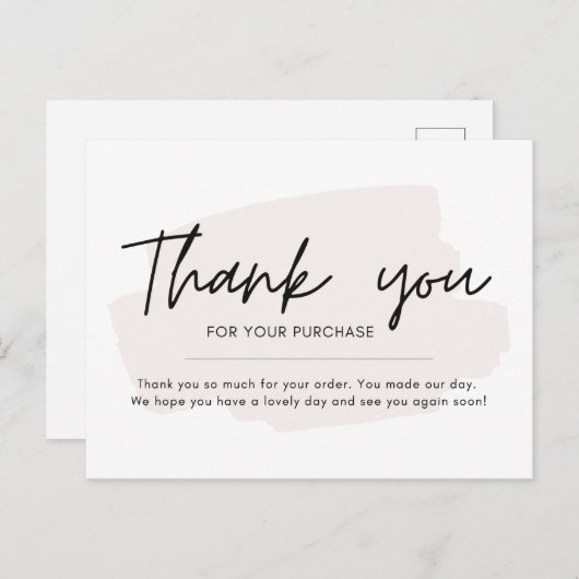 Eenvoudige en minimale bedankt-kaart briefkaart (Voorkant / Achterkant)