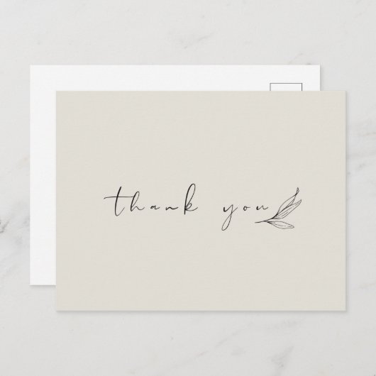 Eenvoudige en minimale bedankt-kaart briefkaart (Voorkant / Achterkant)