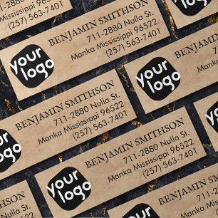 Eenvoudige en minimale  beige zwarte Logo Mini Visitekaartje