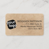 Eenvoudige en minimale  beige zwarte Logo Visitekaartje (Voorkant)
