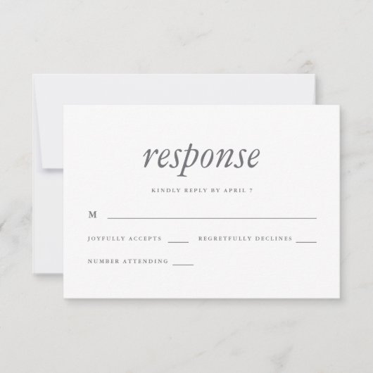 Eenvoudige en minimale Blue Wedding RSVP-respons RSVP Kaartje (Voorkant)