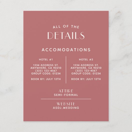 Eenvoudige en minimale huwelijkssluiting informatiekaartje (Voorkant)