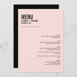 Eenvoudige en minimale roze Typografie-Kaart van h Menu