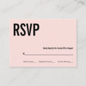 Eenvoudige en minimale roze typografie RSVP Informatiekaartje (Voorkant)