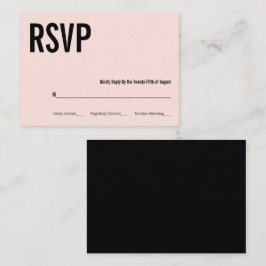 Eenvoudige en minimale roze typografie RSVP Informatiekaartje