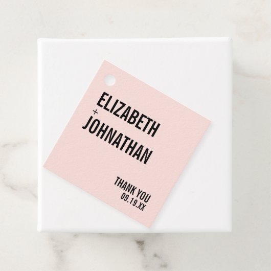 Eenvoudige en minimale roze Typografie Weddenschap Bedankjes Labels (In situ)