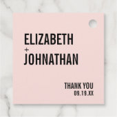 Eenvoudige en minimale roze Typografie Weddenschap Bedankjes Labels (Achterkant)