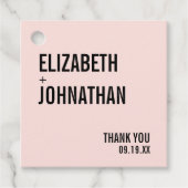 Eenvoudige en minimale roze Typografie Weddenschap Bedankjes Labels (Voorkant)