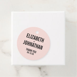 Eenvoudige en minimale roze Typografie Weddenschap Bedankjes Labels