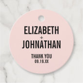 Eenvoudige en minimale roze Typografie Weddenschap Bedankjes Labels (Voorkant)