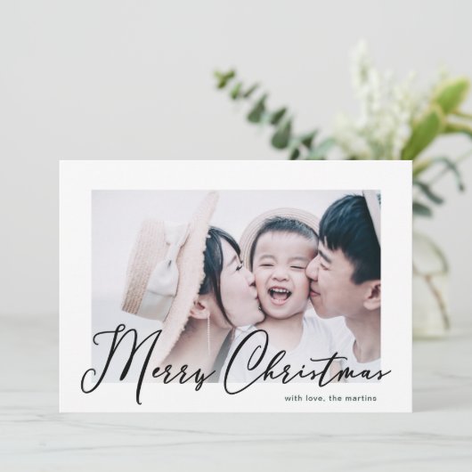 Eenvoudige en minimale stijlvolle vrolijke kerstfo (Staand voorkant)