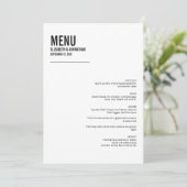 Eenvoudige en minimale Typografie-bruiloft-menukaa Menu (Staand voorkant)