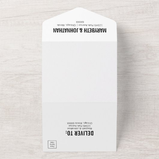 Eenvoudige en minimale Typografie-fotobruiloft All In One Uitnodiging (Buitenkant)