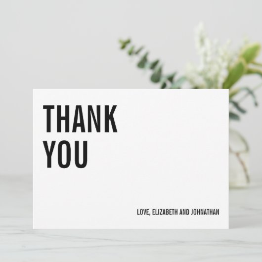 Eenvoudige en minimale Typografie Weddenschap Hart Bedankkaart (Staand voorkant)