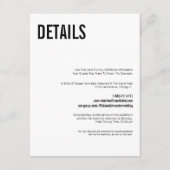 Eenvoudige en minimale Typografie Wedding Details Informatiekaartje (Voorkant)