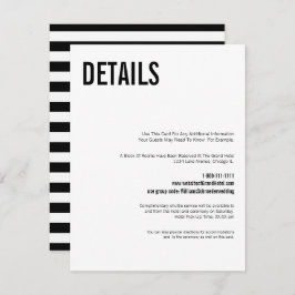Eenvoudige en minimale Typografie Wedding Details  Informatiekaartje