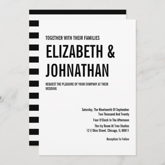 Eenvoudige en minimale Typografie Wedding Invite C Kaart (Voorkant / Achterkant)