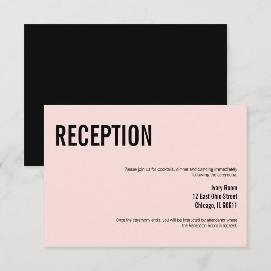 Eenvoudige en minimale Typografie Wedding Receptio Kaart (Voorkant / Achterkant)