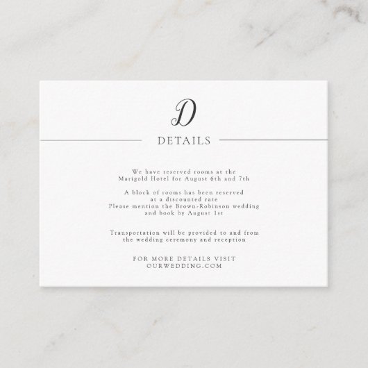 Eenvoudige en minimalistische details van het Mono Informatiekaartje (Voorkant)