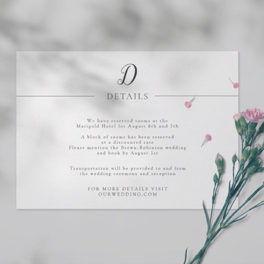 Eenvoudige en minimalistische details van het Mono Informatiekaartje