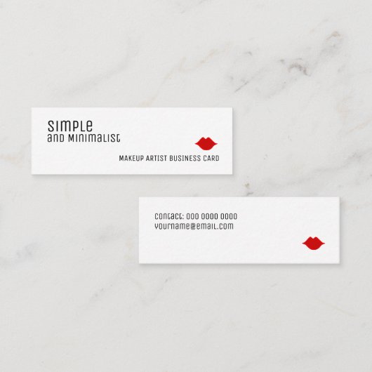 Eenvoudige en minimalistische elegante make-up mini visitekaartje (Voorkant / Achterkant)