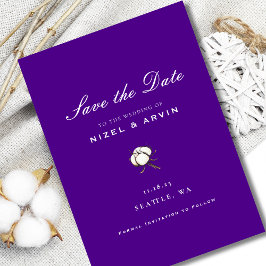 Eenvoudige en Minimalistische Katoenen Donkerpaars Save The Date
