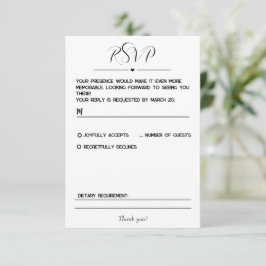 Eenvoudige en minimalistische RSVP-kaart RSVP Kaartje