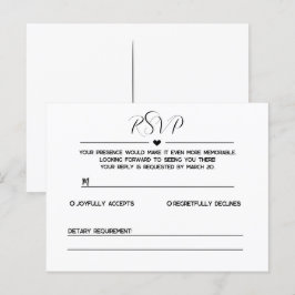 Eenvoudige en minimalistische RSVP-kaart Uitnodiging Briefkaart