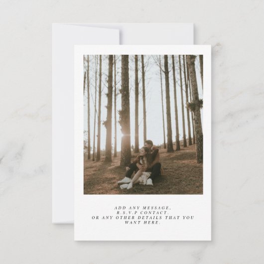 Eenvoudige en moderne 3 foto bruiloft uitnodiging (Achterkant)