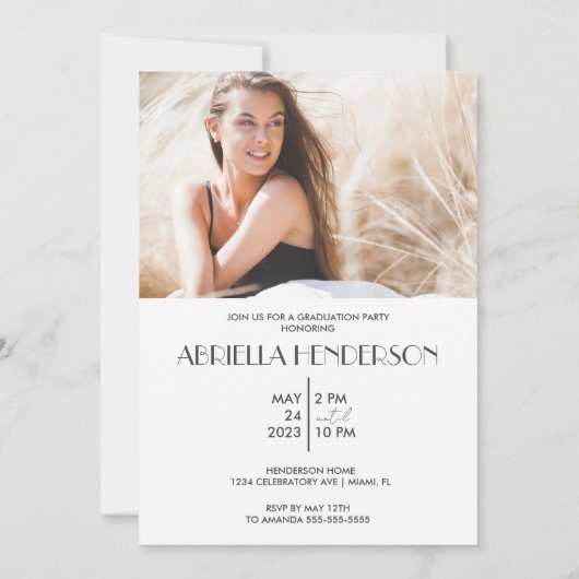 Eenvoudige en moderne Afstuderen-uitnodiging voor Kaart (Achterkant)