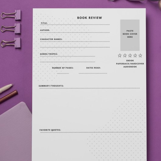 Eenvoudige en moderne boek Review Tear-Off Notitieblok