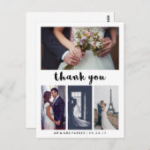 Eenvoudige en moderne bruiloft Dank u | 4 Foto Briefkaart (Voorkant / Achterkant)
