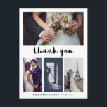 Eenvoudige en moderne bruiloft Dank u | 4 Foto Briefkaart<br><div class="desc">Deze eenvoudige maar stijlvolle bruiloft bedankjes briefkaarten zijn voorzien van trendy zwarte typografie op een witte achtergrond,  met ruimte voor vier van uw persoonlijke trouwfoto's.</div>