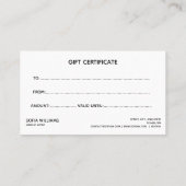 Eenvoudige en moderne Cadeaubon Visitekaartje (Achterkant)