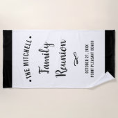 Eenvoudige en moderne familiereünie met achternaam strandlaken (Voorkant)