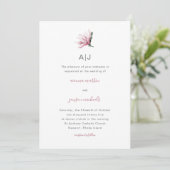 Eenvoudige en moderne Floral met Monogram Wedding Kaart (Staand voorkant)