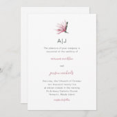 Eenvoudige en moderne Floral met Monogram Wedding Kaart (Voorkant / Achterkant)