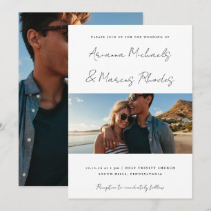 Eenvoudige en moderne foto bruiloft kaart