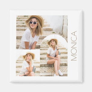 Eenvoudige en moderne fotocollage met naam magneet