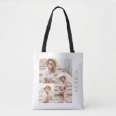 Eenvoudige en moderne fotocollage met naam tote bag (Voorkant)
