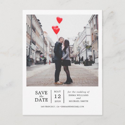 Eenvoudige en moderne foto's Sla de datum op Aankondigingskaart (Voorkant)