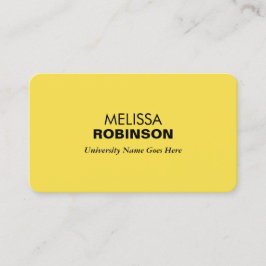 Eenvoudige en moderne geel Afstuderen student Contactkaartje