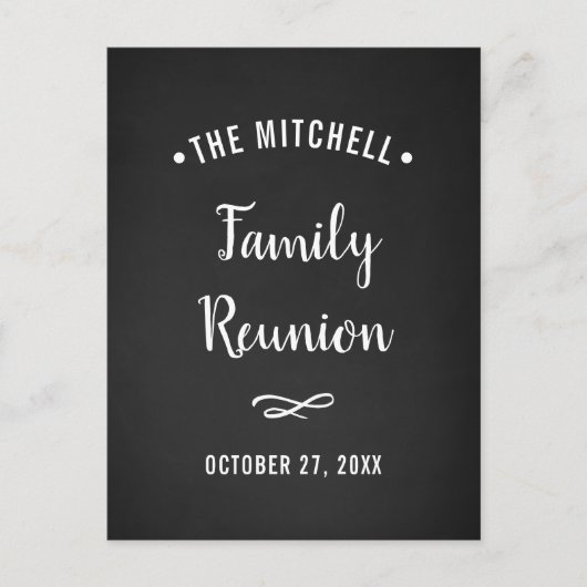 Eenvoudige en moderne gezinshereniging | Chalkboar Uitnodiging Briefkaart (Voorkant)
