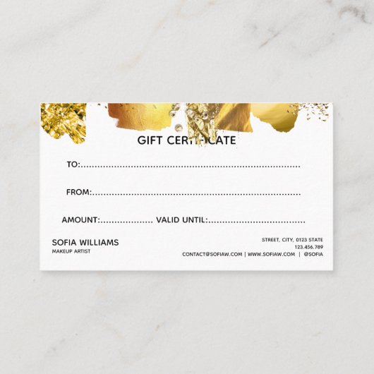 Eenvoudige en moderne Gold Certificate Cadeaukaart Visitekaartje (Achterkant)