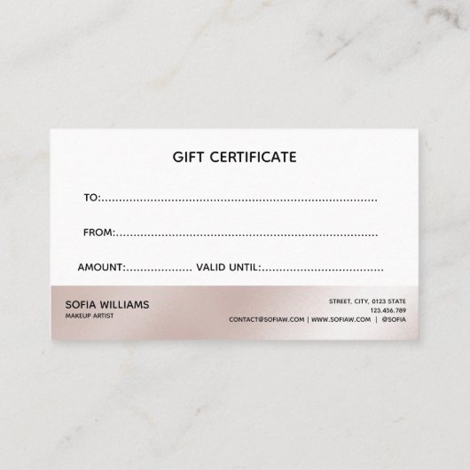 Eenvoudige en moderne Gold Certificate Cadeaukaart Visitekaartje (Achterkant)