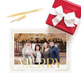 Eenvoudige en moderne Gold Lijst foto Folie Feestdagenkaart